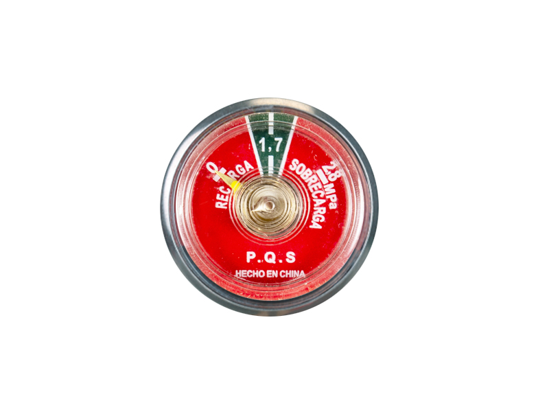 BOURDON TUBE PRESSURE GAUGE FOR THE BACK INSTALLATION OF FIRE EXTINGUISHERS